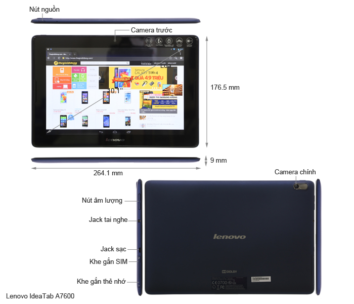 Lenovo ideatab A10-70HD 3G chính hãng