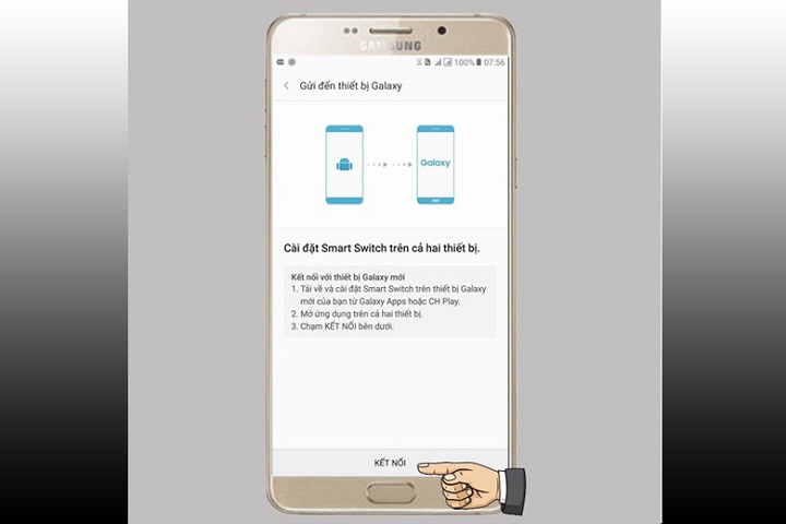 Bước 3: Trên điện thoại mà bạn muốn nhận dữ liệu được chuyển, hãy chọn vào mục “Không dây” > “Nhận” > “Android”.