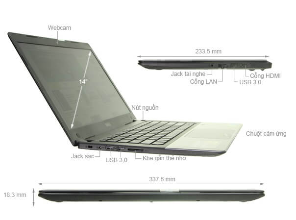Dell Vostro 5480 i5 mang đến thiết kế bằng kim loại cứng cáp, sang trọng, cấu hình mạnh mẽ cho mọi thao tác của bạn. Dell Vostro 5480 i5 có thiết kế bền bỉ, mỏng nhẹ Dell Vostro 5480 i5 nổi bật bởi thiết kế vỏ kim loại thanh thoát, gọn nhẹ với độ mỏng chưa đến 2.0 cm và trọng lượng chỉ 1.5 kg, nhẹ hơn rất nhiều so với các sản phẩm laptop 14 inch khác. Có được điều này là do đội ngũ phát triển của Dell đã trang bị cho máy một lớp vỏ nhôm cao cấp, không những đem lại khả năng chống trầy xước và dấu vân tay mà còn giúp giảm một trọng lượng đáng kể cho máy và giúp máy hoạt động mát mẻ hơn. Nhờ vậy chiếc máy tính xách tay của bạn sẽ bền bỉ hơn, đồng thời công việc cũng sẽ tiện lợi và thoải mái hơn rất nhiều. Mặt trong Dell Vostro 5480 i5 được làm bằng nhựa sần và tỉ lệ viền màn hình theo mình là khá hợp lý. Dell Vostro 5480 trông cực kì cuốn hút. Kích thước của máy Dài 337.6 mm – Ngang 233.5 mm – Dày 18.3 mm và trọng lượng 1.53 kg thì bạn có thể mang theo bất cứ đâu. Cấu hình mạnh với core i5 Dell Vostro 5480 với Core i5 Broadwell thế hệ thứ 5 mang lại hiệu năng hoạt động cho máy luôn ở mức tốt, giúp bạn làm việc với các ứng dụng nặng hay chơi game được tốt nhất. RAM 4 GB và có thể nâng cấp lên tối đa 8 GB, ổ cứng lưu trữ 120 GB thoải mái để bạn lưu trữ. Màn hình Dell Vostro 5480 i5 sắc nét LaptopDell Vostro 5480 i5 sử dụng màn hình có kích cỡ 14 inches độ phân giải 1366 x 768 pixels phổ biến cho laptop hiện nay, bởi lí do có thể đảm bảo được hiệu quả làm việc, giải trí và cũng có thể giúp máy trông nhỏ gọn.  Màn hình máy tính xách tay Dell Vostro 5480 với công nghệ HD WLED TrueLife cho khả năng hiển thị hình ảnh sắc nét, rực rỡ; thêm vào đó với chức năng chống chói, giúp bạn dễ dàng làm việc ngoài trời. Bàn phím và Touchpad Nếu bạn đang tìm một chiếc laptop tốt để đồng hành trong công việc thì Dell V5480 sẽ là lựa chọn đáng được ưu tiên. Máy được trang bị bộ bàn phím hiện đại, các phím bấm được thiết kế liền mạch, khoảng cách hợp lý và độ nảy cao cho bạn những thao tác nhập liệu nhanh và chính xác. Trong khi đó, bàn di chuột Touchpad rộng rãi với bề mặt mịn màng cũng cho phản ứng nhanh chóng và nhạy bén ở mọi cử chỉ chạm. Đầy đủ cổng kết nối Nhằm đảm bảo khả năng liên kết với các thiết bị công nghệ khác, hay dễ dàng truy cập vào thế giới Internet rộng lớn, máy tính xách tay Dell Vostro 5480 được trang bị các cổng USB 2.0 phổ biến, USB 3.0, HDMI tốc độ cao cùng khả năng truyền dữ liệu qua kết nối không dây Bluetooth 4.0 và đầu đọc thẻ nhớ tiện dụng. Bạn có thể sử dụng mạng Internet thông qua cổng LAN hay Wi-fi. Âm thanh trên Dell Vostro 5480 i5 đã cải tiến Máy tính xách tay Dell Vostro 5480 i5 còn đảm bảo cho bạn những trải nghiệm giải trí thú vị khi xem phim, nghe nhạc với công nghệ âm thanh cao cấp Wave MaxxAudio. Nhắc đến âm thanh của hãng Wave thì chắc hẳn rất nhiều người biết đây là hãng thu âm đã từng đoạt giải Grammy. Nào hãy cùng cảm nhận sức mạnh âm thanh mà chiếc máy tính xách tay Dell Vostro 5480 đem lại. Thời lượng pin khá tốt Dell Vostro 5480 i5 được trang bị pin 3-cell nhưng do sử dụng vi xử lý Intel Core i5 5200U - một dòng chip tiêu thụ điện năng thấp nên thời lượng pin của máy lên đến 4 tiếng ở độ sáng màn hình 100%. Bảo mật máy tốt với cảm biến vân tay Đơn giản, dễ sử dụng, tiện ích cho bạn khi mở máy nhanh chóng và bảo vệ máy một cách tốt nhất. Dell Vostro 5480 i5 là sản phẩm thế hệ thứ 5 khi sở hữu kiểu dáng tinh tế, mỏng nhẹ, màn hình rõ nét, bàn phím gõ êm, touchpad phản hồi nhanh cùng cấu hình mạnh mẽ, vì thế chiếc laptop này chính là lựa chọn tốt nhất cho bạn.